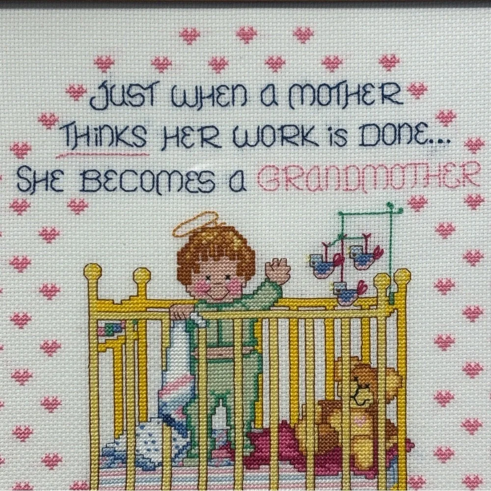 Grandma Framed Janlynn Charmin Grandmother's Work Counted Cross Stitch 1985 - Picture 4 of 4